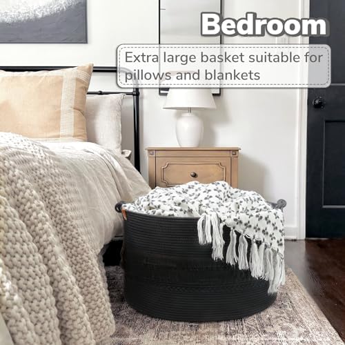 CherryNow 90L Large Woven Rope Blanket Basket - Image 3