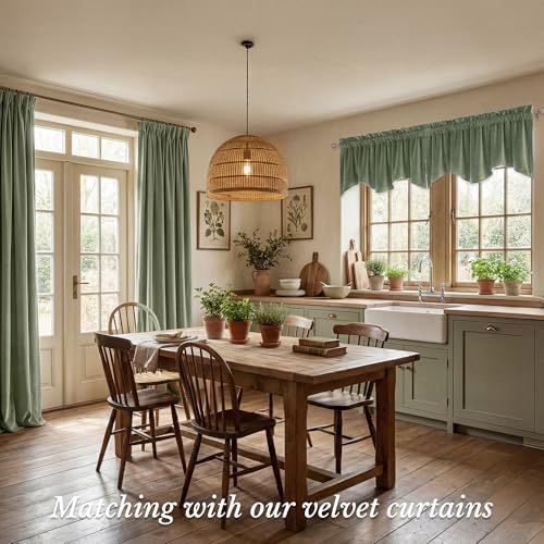 StangH Sage Green Valance for Windows 52x18 Inch, 1 Panel - Image 2