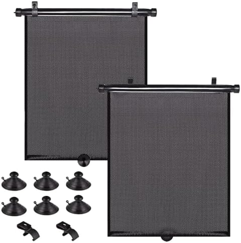 Car Side Window Shades, 2 Pack Retractable Roller Sun Shades, 12 x 18 in by PLTCAT
