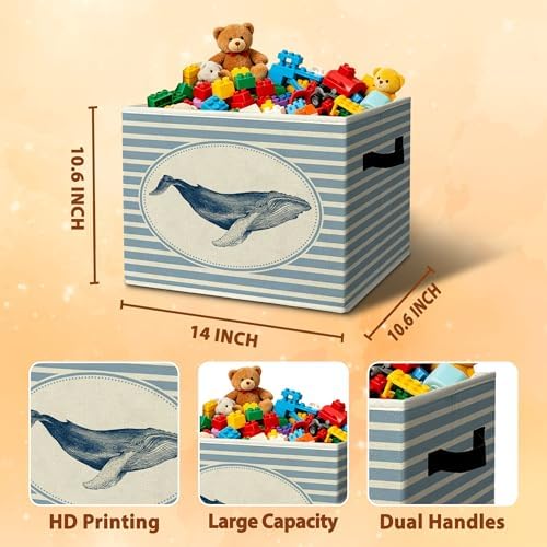 Rustic Whale Storage Bins Boxes - Image 3