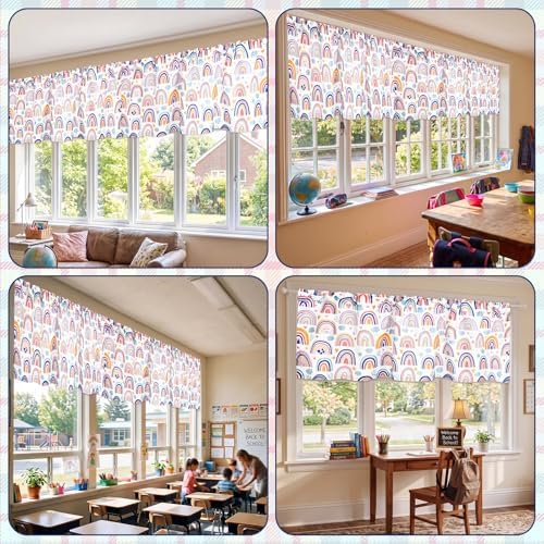 Mindsoft 4 Pcs Rainbow Boho Valances Curtains 54"x18" Rod Pocket Classroom - Image 6
