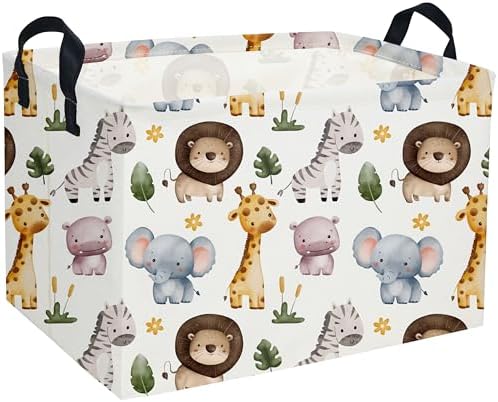 Rectangular Animals Storage Baskets Cute Basket Storage Bin Zoo Room Decor by DDBASKET
