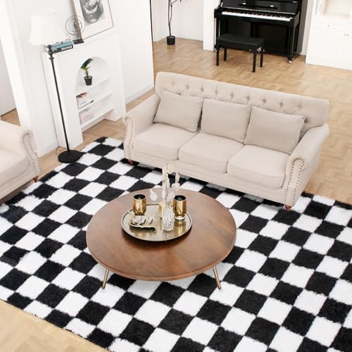 Super Soft Rug for Bedroom, 3x5 Ft Black and White Area Rug Classic Checkered - Image 2