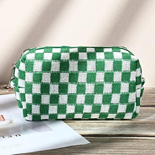 SOIDRAM 2 Pieces Makeup Bag Large Checkered Cosmetic Bag Capacity Canvas Mix - Image 7