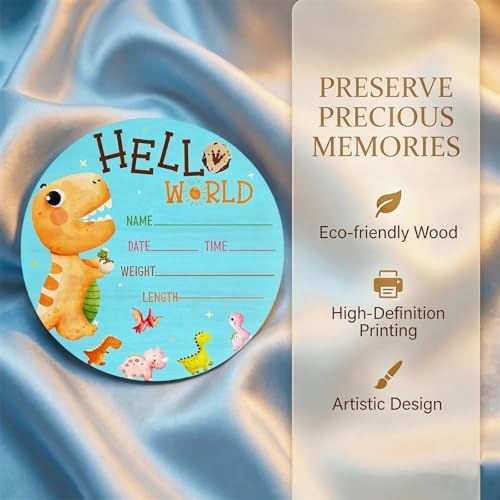 Dinosaur Baby Announcement Sign, Wooden Nursery Name Decor 6in - Image 2