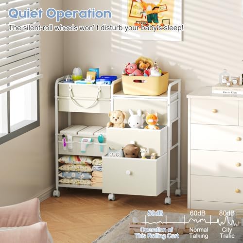 Cidaziya 2In1 Baby Diaper Caddy Organizers and Storage, 3 Tier Rolling Cart - Image 6