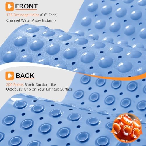 Yimobra Non Slip Bath Mat for Tub 40x16, Extra Long Bath Tub Mat - Image 3