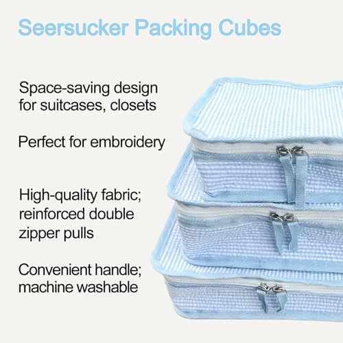 Seersucker Packing Cubes, 3 Pack Blank - Image 2