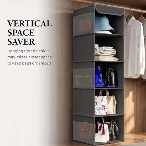 Simple Houseware 5 Shelf Hanging Closet Organizer, Dark Gray - Image 7