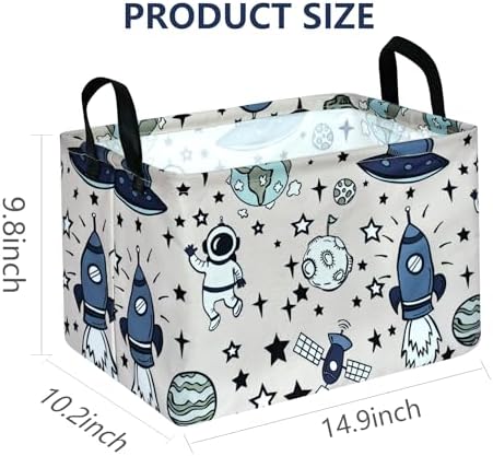 Rec Spaceman Print Box Hamper Storage Basket Collapsible Organizer Bin Gift - Image 2