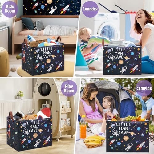 Astronaut Rockets Nursery Laundry Hamper, Space Storage Basket - Image 6