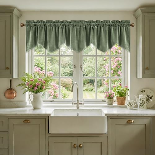 StangH Sage Green Valance for Windows 52x18 Inch, 1 Panel by StangH