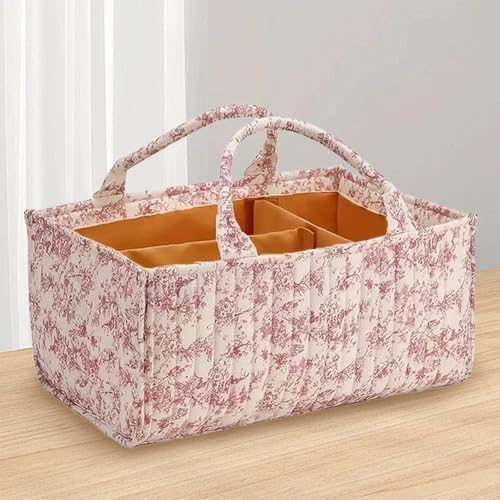 Floral Baby Diaper Caddy Organizer, Cute Nursery Storage Basket Gift - Image 6