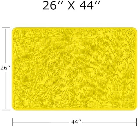 Yeaban Chenille Yellow Bathroom Rug 26"x44", Non-Slip Rubber Backing - Image 2