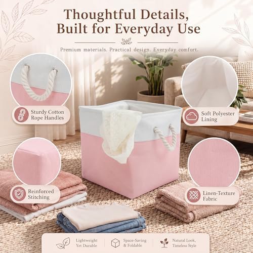 6 Pack Pastel Foldable Storage Bins, 11 Inch Cube Fabric Storage Baskets - Image 3