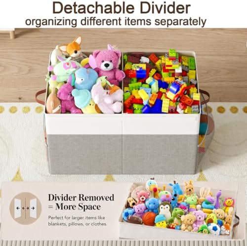 Large Toy Storage Box with Lid, Toy Chest with Divider, Foldable Organizer - Image 5