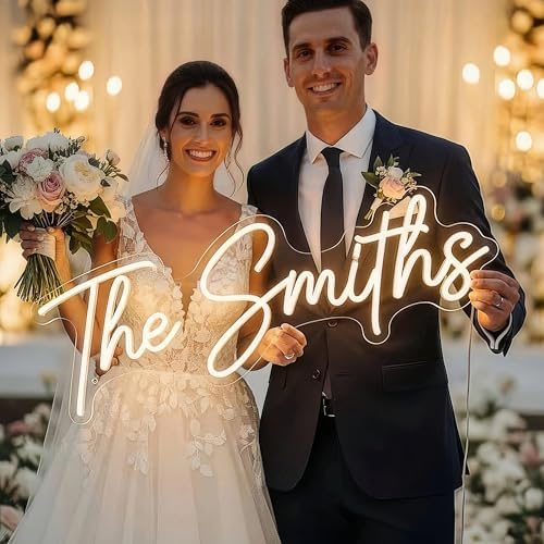 CIONAOR Custom Neon Sign, LED Wedding Backdrop Name Sign Customizable by CIONAOR