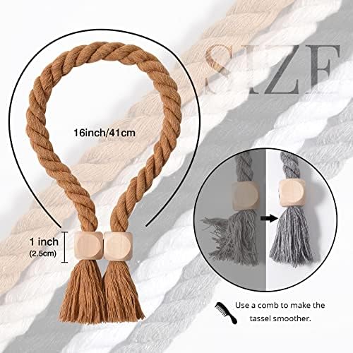 NICEEC 2 Pack Wooden Cube Magnetic Curtain Tiebacks Boho Home Decor Drape Tie - Image 4