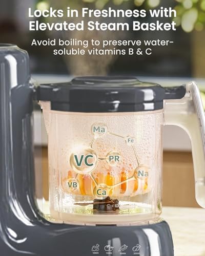 Grownsy Baby Food Maker, Steamer & Blender Baby Food Processor, Dark Grey - Image 3