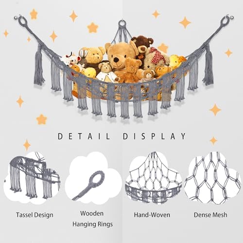 CERETIA Stuffed Animal Hammock Large Corner Plushie Net Storage - Image 6