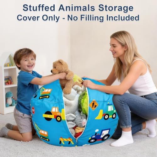 Lukeight Construction Animal Storage Bean Bag Chair Cover - Image 4