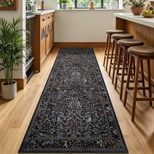 Tree of Life 2.6x8 Runner Rug for Hallways Non Slip, Low Pile Thin Washable by Jainmy
