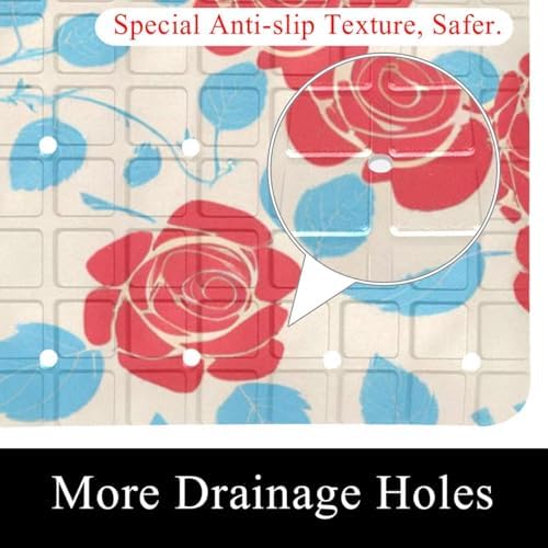 Bathtub Mat Non Slip 26.8x15.1In, Rose Bath Mat - Image 2