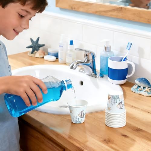 WRAPAHOLIC 3oz Blue Seafish Bathroom Cups - Image 4