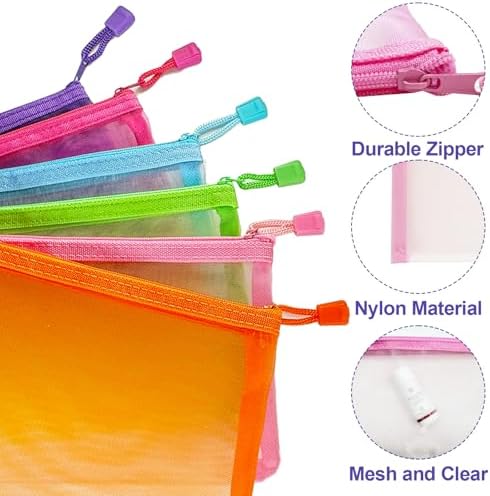 Mesh Pouches, Mesh Bags with Zipper Nylon Makeup Pouches Bag Cosmetic Pouch - Image 4