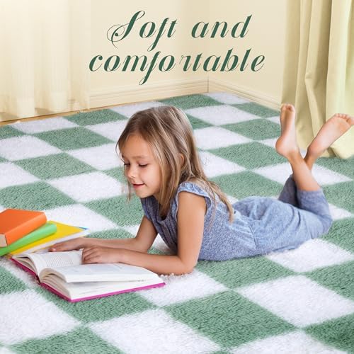 Super Soft Rug for Bedroom, 8x10 ft Sage Green and White Area Rug Classic - Image 5