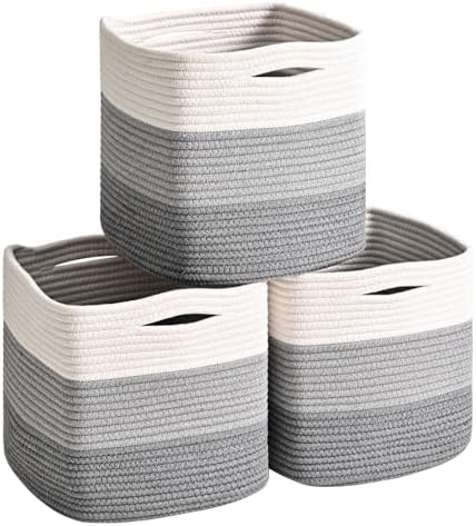 ICERZCZ 11 Inch Cube Storage Bins, Storage Cube Organizer Bins, Woven Cotton by ICERZCZ