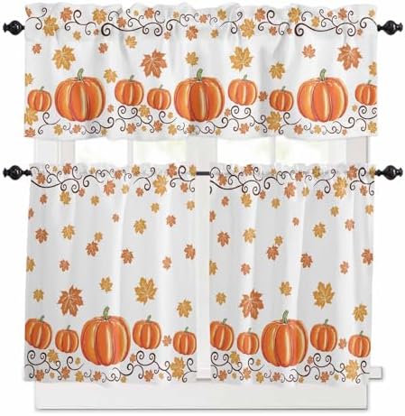 Fall Maple Leaves Kitchen Curtains and Valances Set, Thanksgiving Watercolor by VandarllinHomeKitchenDecor