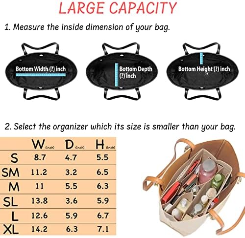 DailyPlus Purse Organizer Insert Felt Bag Organizer Handbag Organizer Insert - Image 6