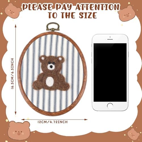 Chunful Felted Blue Striped Bear Nursery Wall Decor Cute Wall Art - Image 3