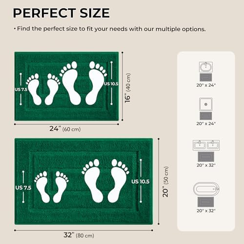 GRANNY SAYS Dark Green Bathroom Rugs Set 2 Piece, Non Slip Bath Mats - Image 2
