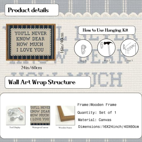 Framed You'll Never Know Dear How Much I Love You Wall Art, Vintage Nursery - Image 5