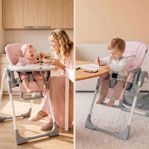 INFANS High Chair for Babies and Toddlers Reclining Seat Pink - Image 2