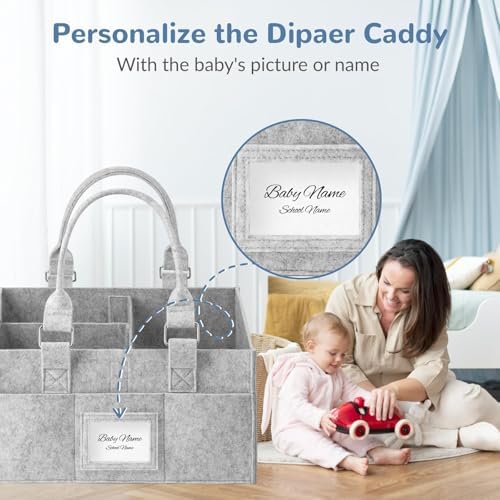 Baby Diaper Caddy Organizer, Collapsible Nursery Storage Basket - Image 3