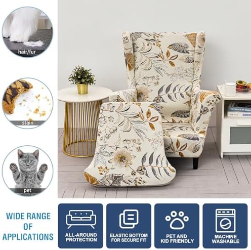 NILUOH Wingback Chair Covers 2-Piece, Armchair Slipcovers - Image 4