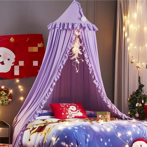 VETHIN Bed Canopy for Girls, Princess Round Dome Dreamy Mosquito Net Bedding by VETHIN