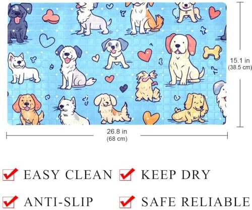 Bathtub Mat Non Slip 26.8x15.1In, Cute Dogs Puppy Bath Mat - Image 3