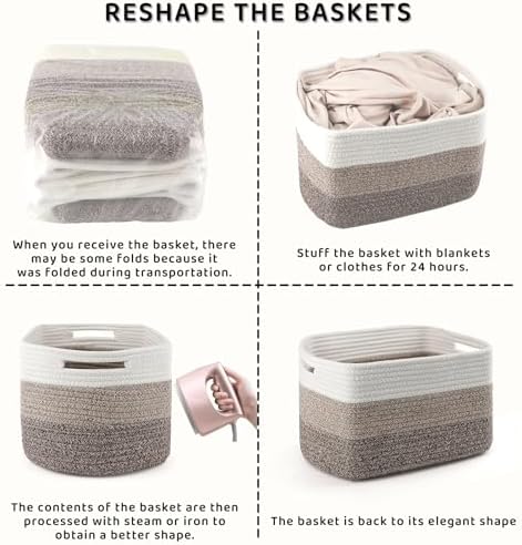 4 Pack Large Storage Baskets for Organizing, and Clothes, Cotton Rope Basket - Image 7