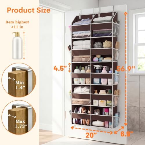 Over the Door Organizer 5 Tiers, Extra Large Behind Door Storage of 10 - Image 4