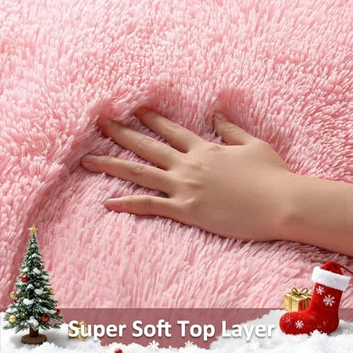 Ophanie Pink Area Rugs for Bedroom Girls, 6x9 Kids Fluffy Fuzzy Furry Shag - Image 2