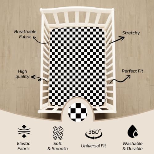 4 Pack Checkered Plaid Crib Sheets Neutral Breathable Buffalo Check Fitted Baby - Image 4