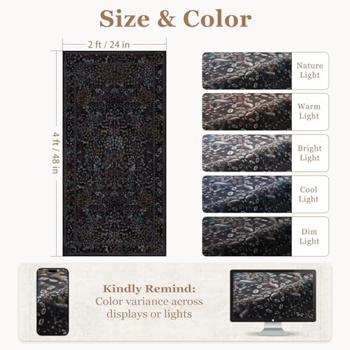 Midnight Blue 2x4 Entryway Rug Inside House, Whimsical Woodland Animal Printed - Image 2