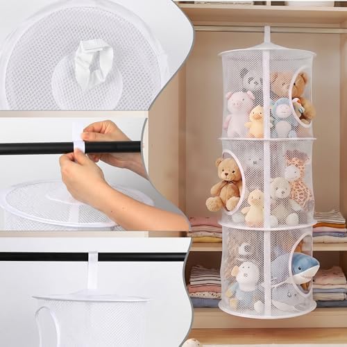 2Pcs Hanging Stuffed Animal Storage Hammock Net 3 Tiers - Image 4