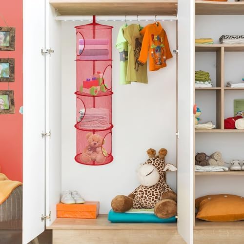 2Pcs Hanging Stuffed Animal Storage Hammock 4 Tiers - Image 4
