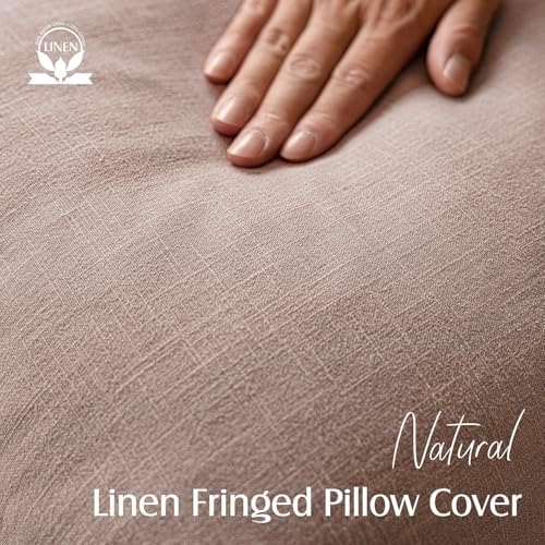 Foindtower Decorative Linen Fringe Throw Pillow Covers 18×18 Dusty Pink - Image 2