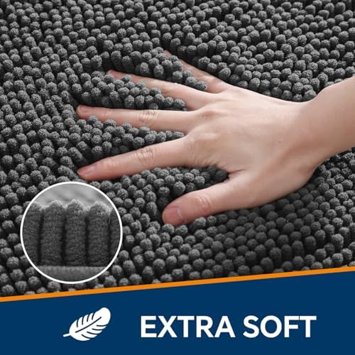 Chenille Bathroom Rug 30"x50" Dark Gray, Large Plush Bath Mat - Image 3